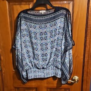 Max Studio Floral Blue and White Blouse